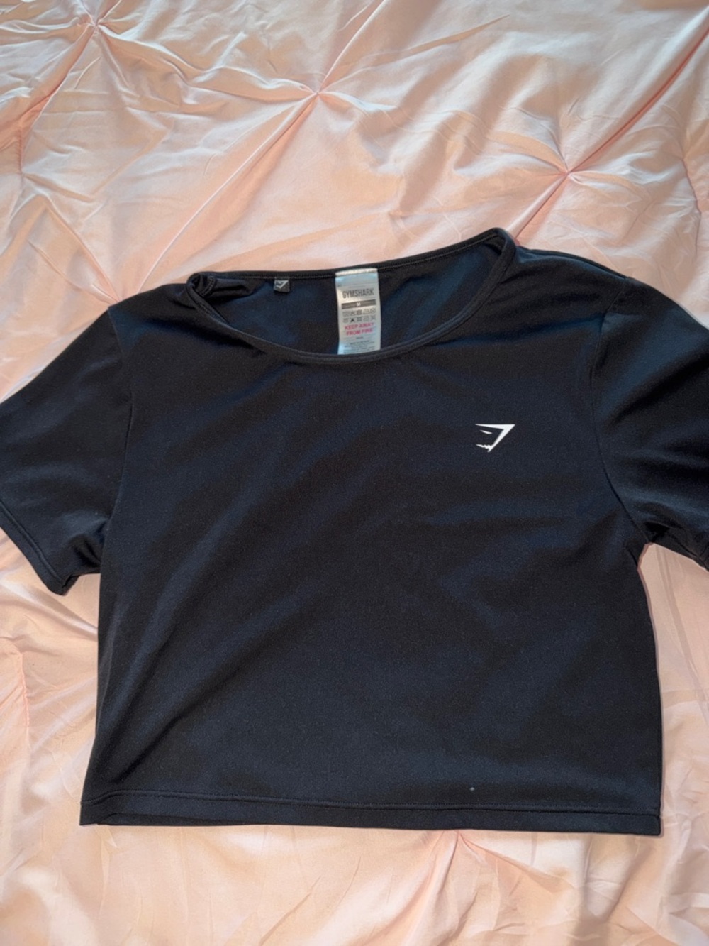 Gymshark Black Cropped Training Top with White Logo